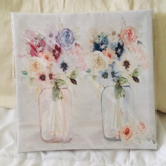 Wall Art New With Tags Mason Jar Canvas Floral Poshmark
